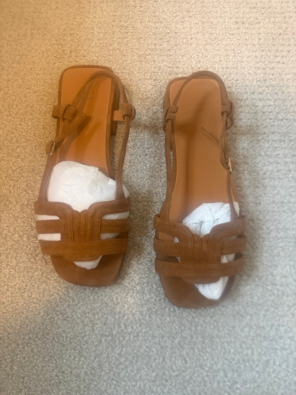 Never Worn Sezane Josepha Low Caramel Sandals. Size 8 - Picture 2 of 5